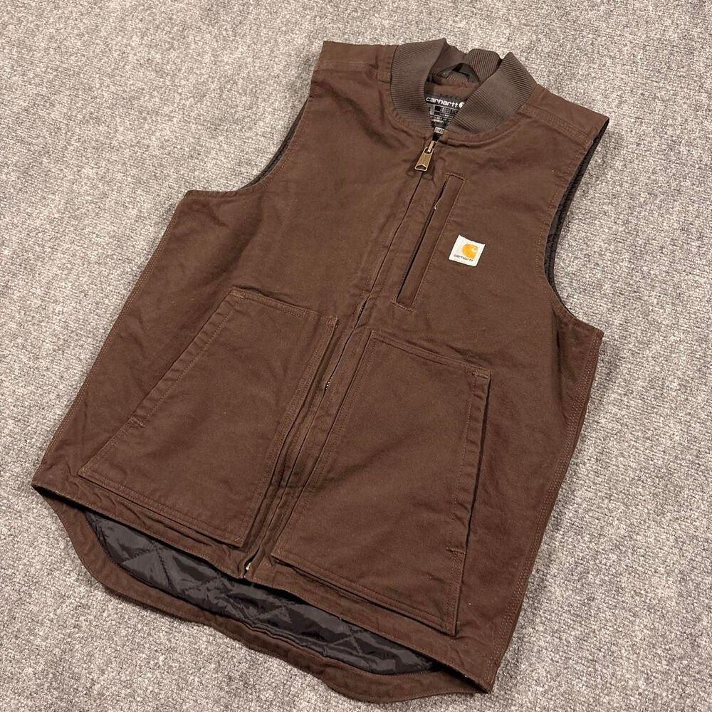 carhartt loose fit insulated chocolate brown duck vest